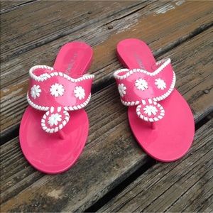 Jack Rogers Hot Pink Navajo Jelly Sandals 7 Plastic Rubber Palm Beach Slip On